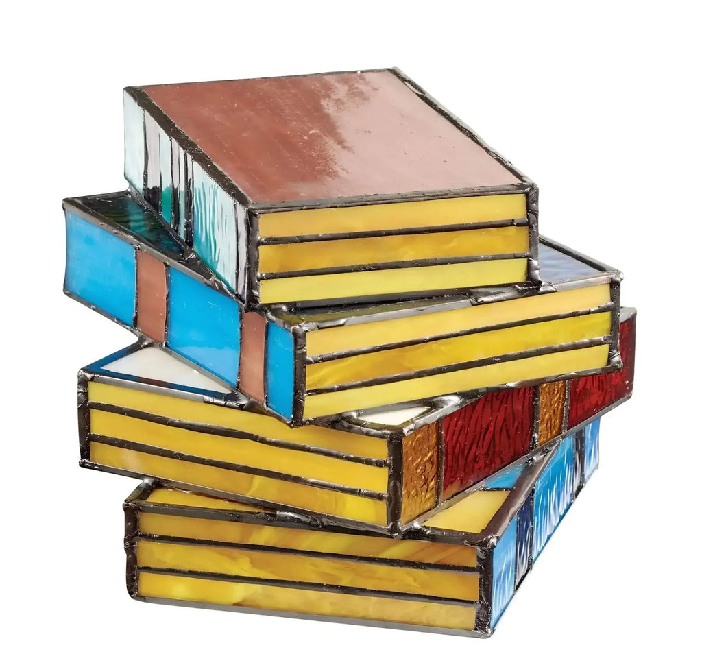 Lampe à poser livre en vitrail | Luminaire d’art fait main