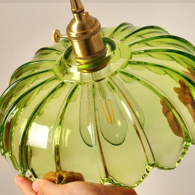 Suspension fleur vintage | Verre coloré et laiton, Ø 25 cm
