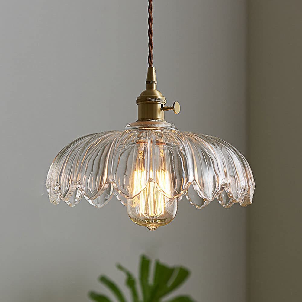 Suspension fleur vintage | Verre coloré et laiton, Ø 25 cm