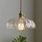 Suspension fleur vintage | Verre coloré et laiton, Ø 25 cm