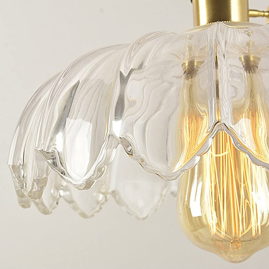 Suspension fleur vintage | Verre coloré et laiton, Ø 25 cm