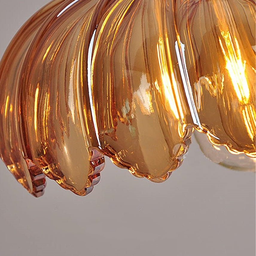 Suspension fleur vintage | Verre coloré et laiton, Ø 25 cm