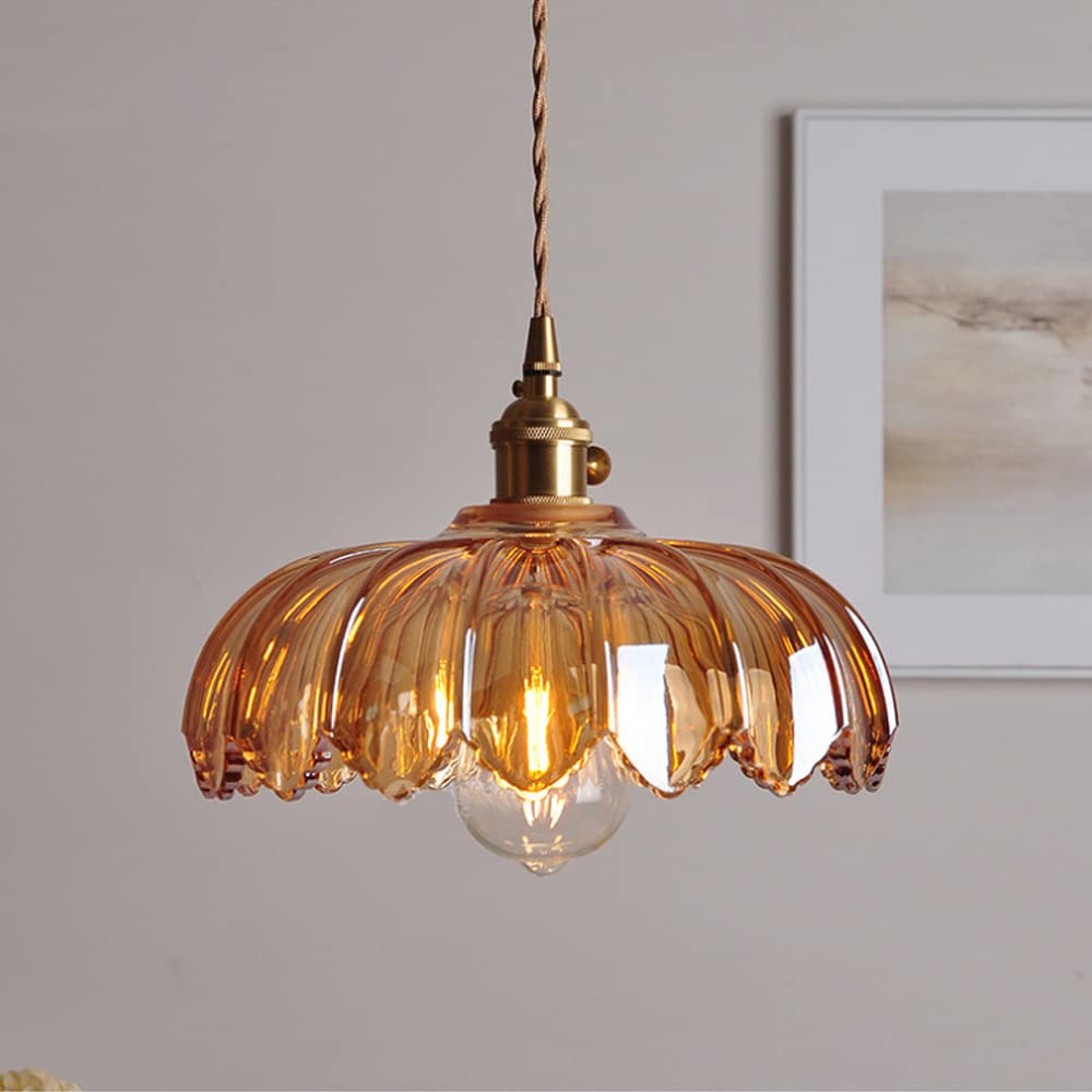 Suspension fleur vintage | Verre coloré et laiton, Ø 25 cm