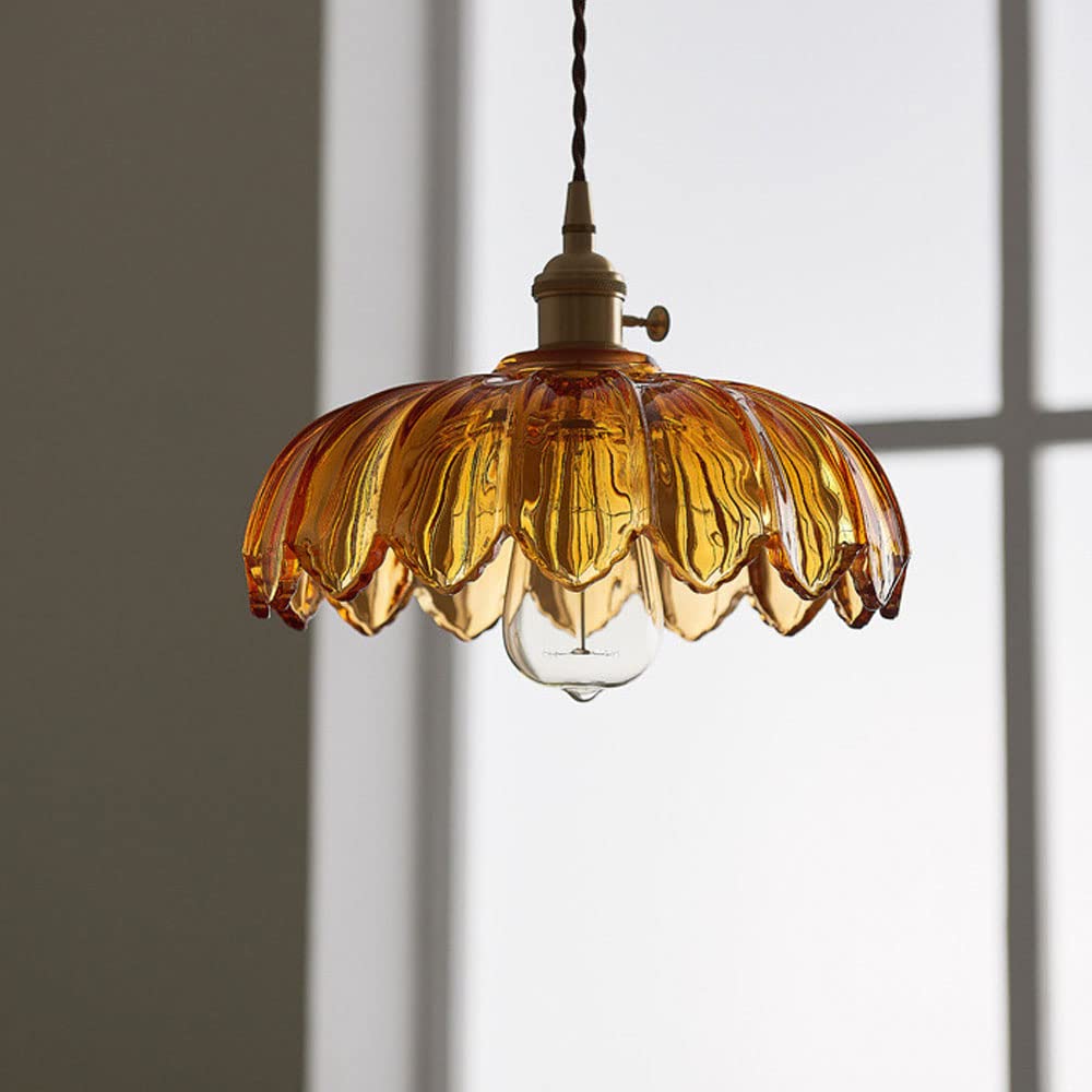 Suspension fleur vintage | Verre coloré et laiton, Ø 25 cm