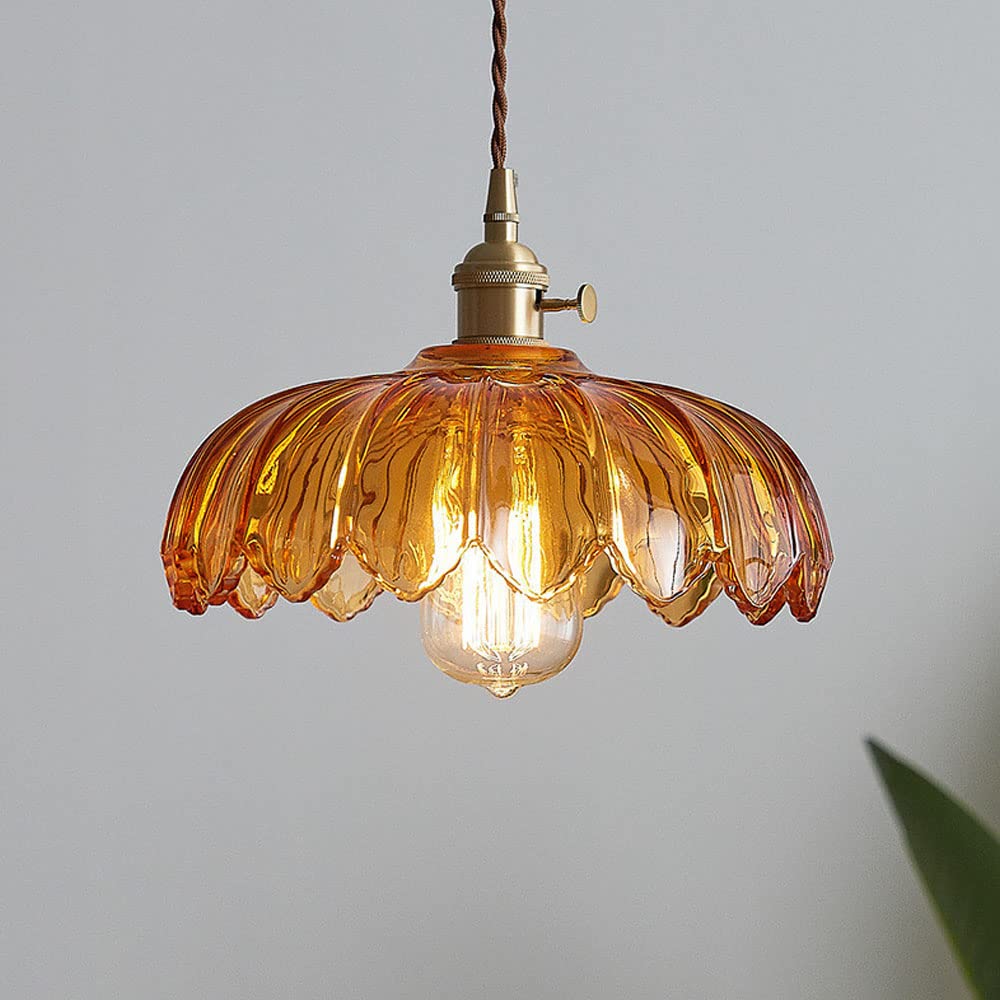 Suspension fleur vintage | Verre coloré et laiton, Ø 25 cm