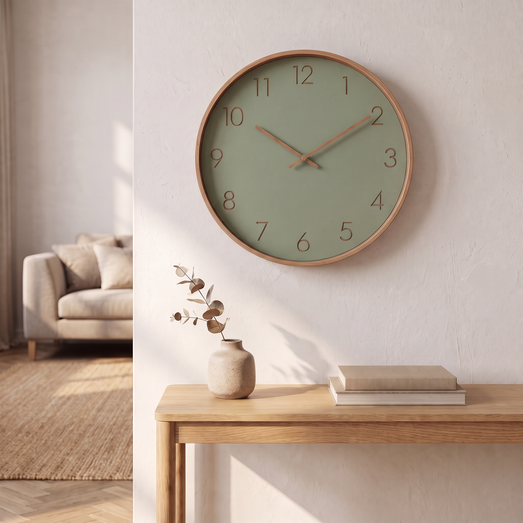 Horloge murale Nork verte, Ø 29 cm, style scandinave
