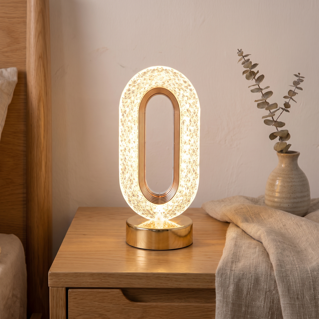 Stellora, veilleuse LED cristal 3D rechargeable, chambre scandinave