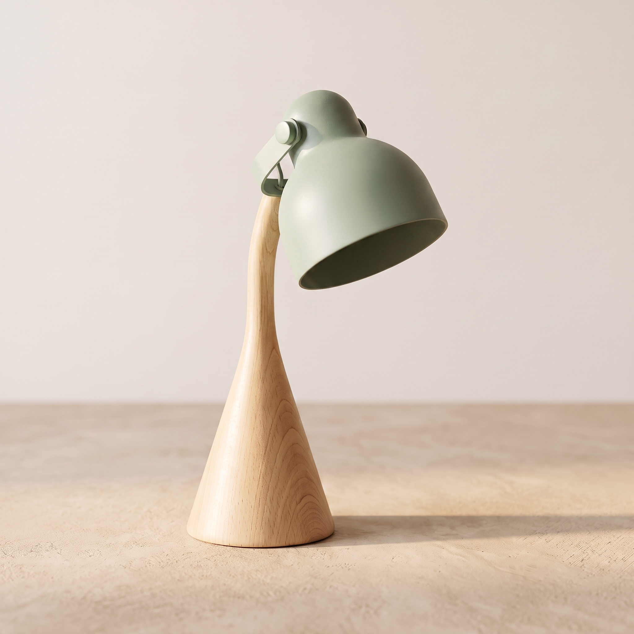 Lampe de bureau nordique en bois verte, tête orientable