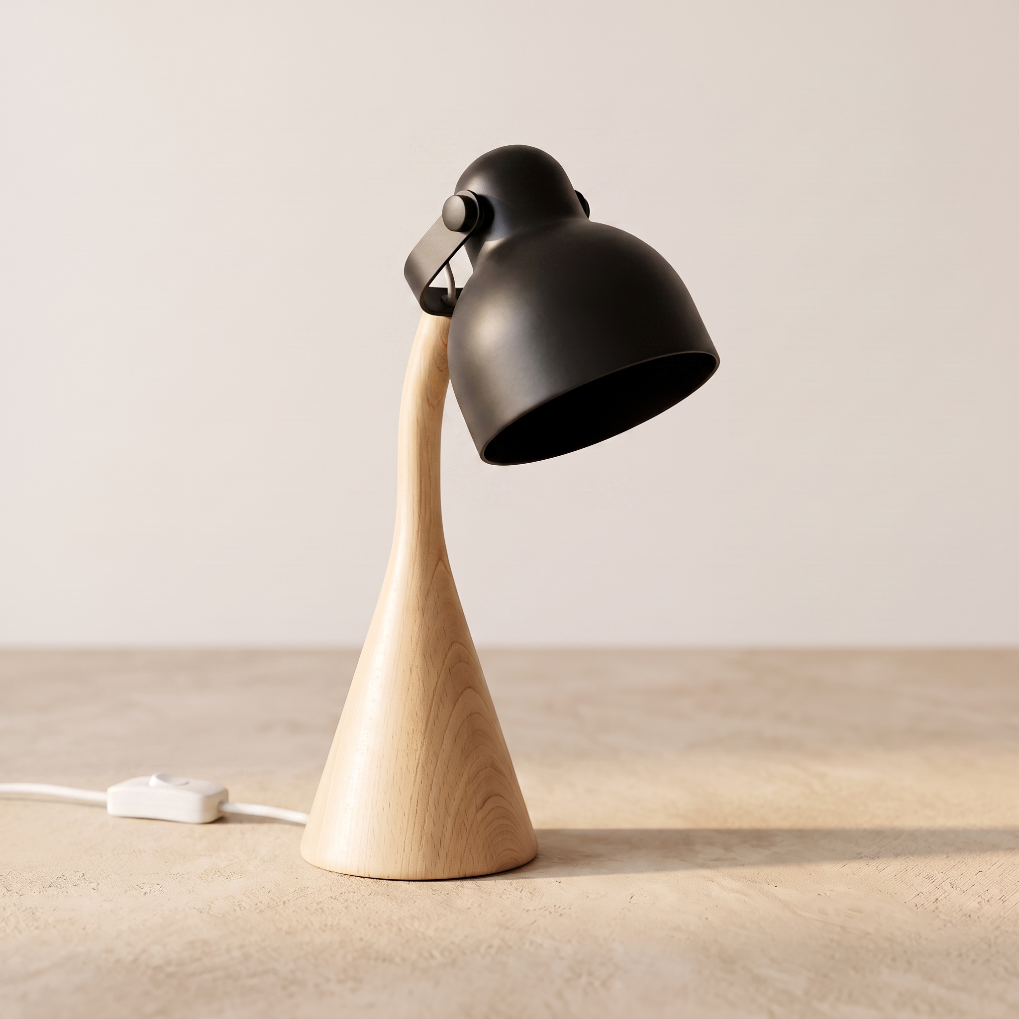 Lampe de bureau nordique en bois noire, tête orientable