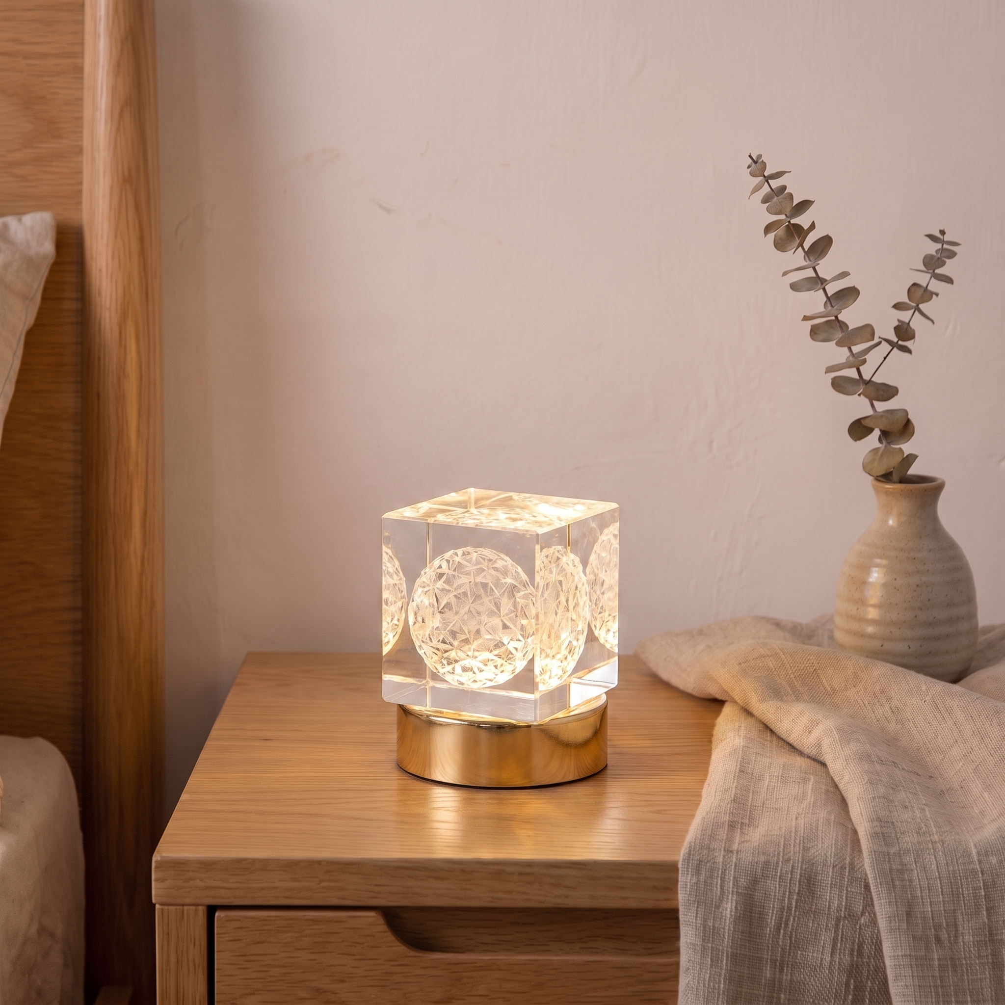 Stellora, veilleuse LED cristal 3D modèle carré
