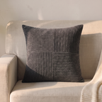 Housse de coussin velours côtelé gris foncé, 45 × 45 cm