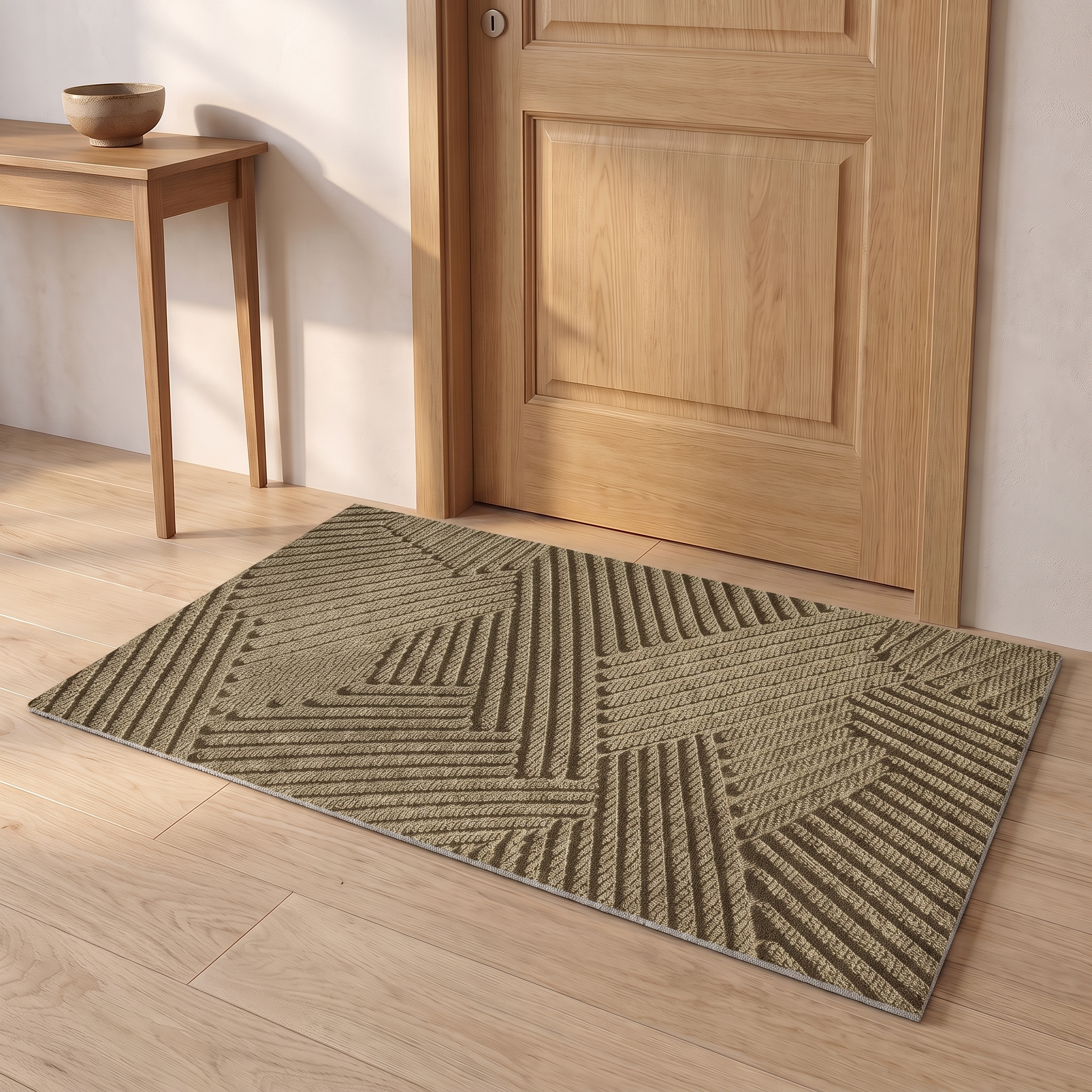 Paillasson antidérapant kaki, tapis d’entrée