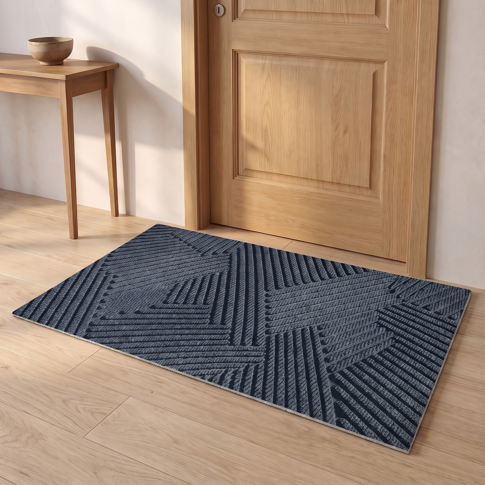 Paillasson antidérapant bleu, tapis d’entrée