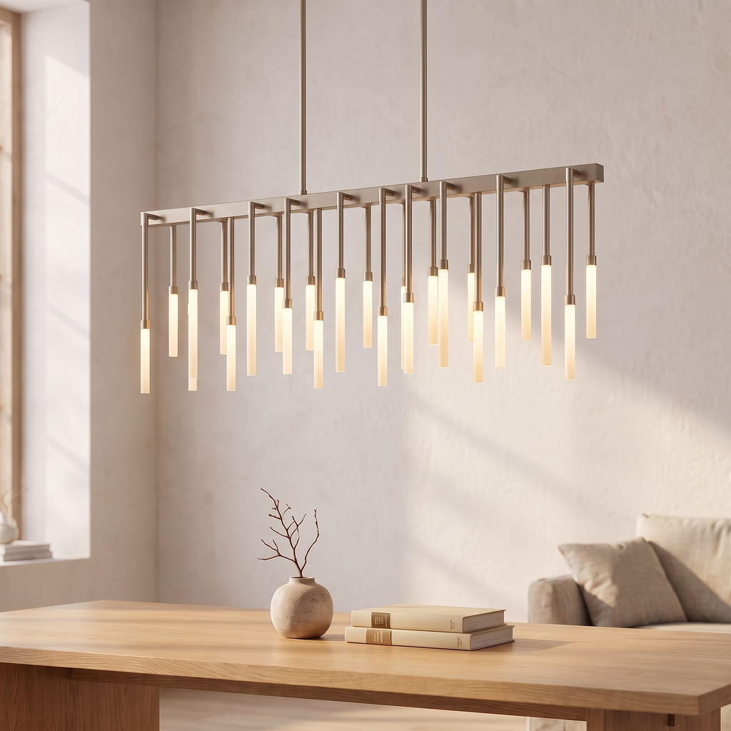 Lustre LED nordique Zenith Glow, coloris gris, salon scandinave