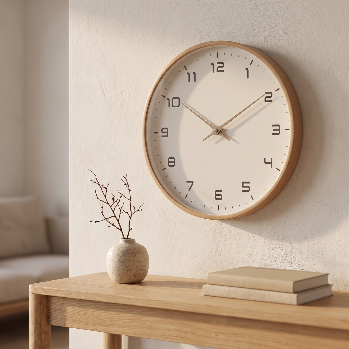Horloge murale nordique en bois, quartz silencieux, salon scandinave