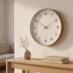 Horloge murale nordique en bois, quartz silencieux, salon scandinave