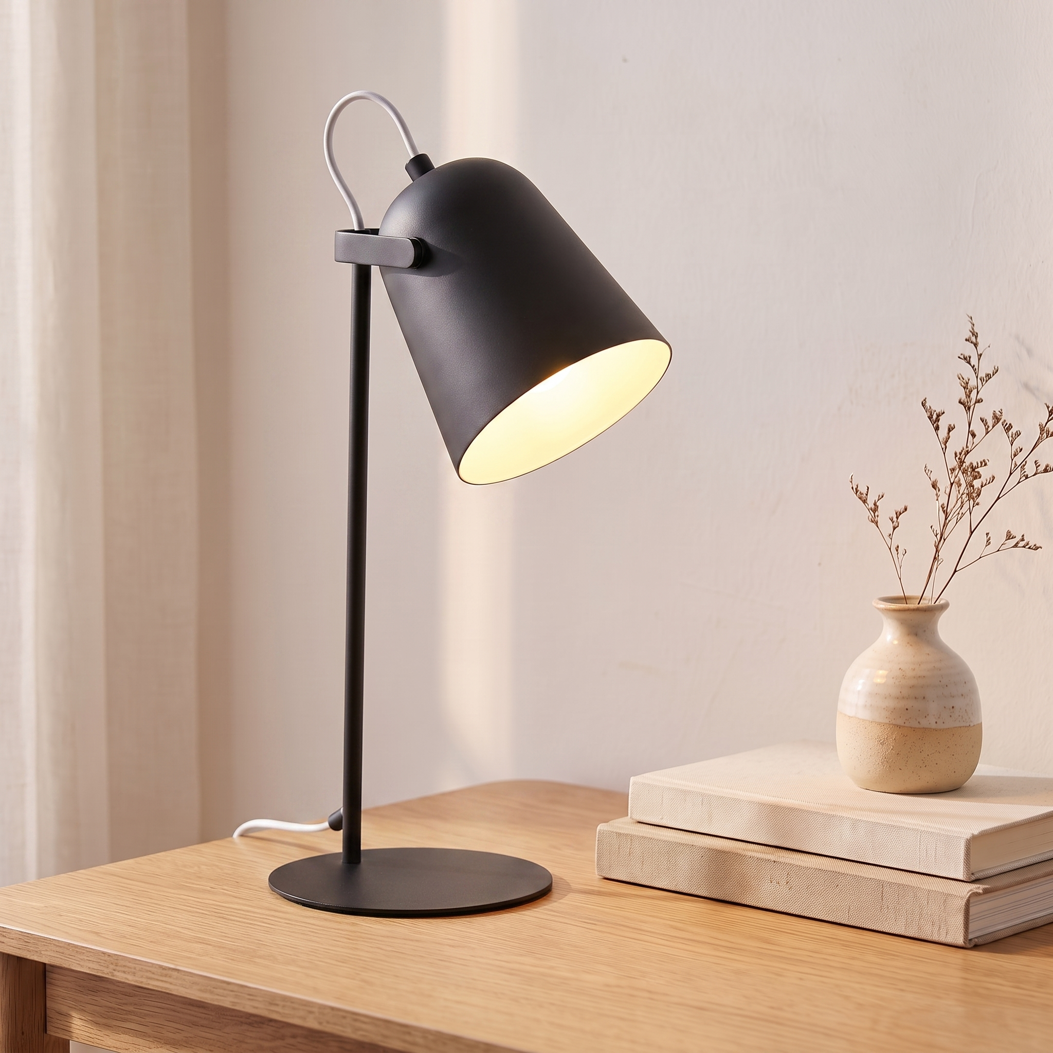 Lampe de bureau LED nordique, noir, bureau scandinave