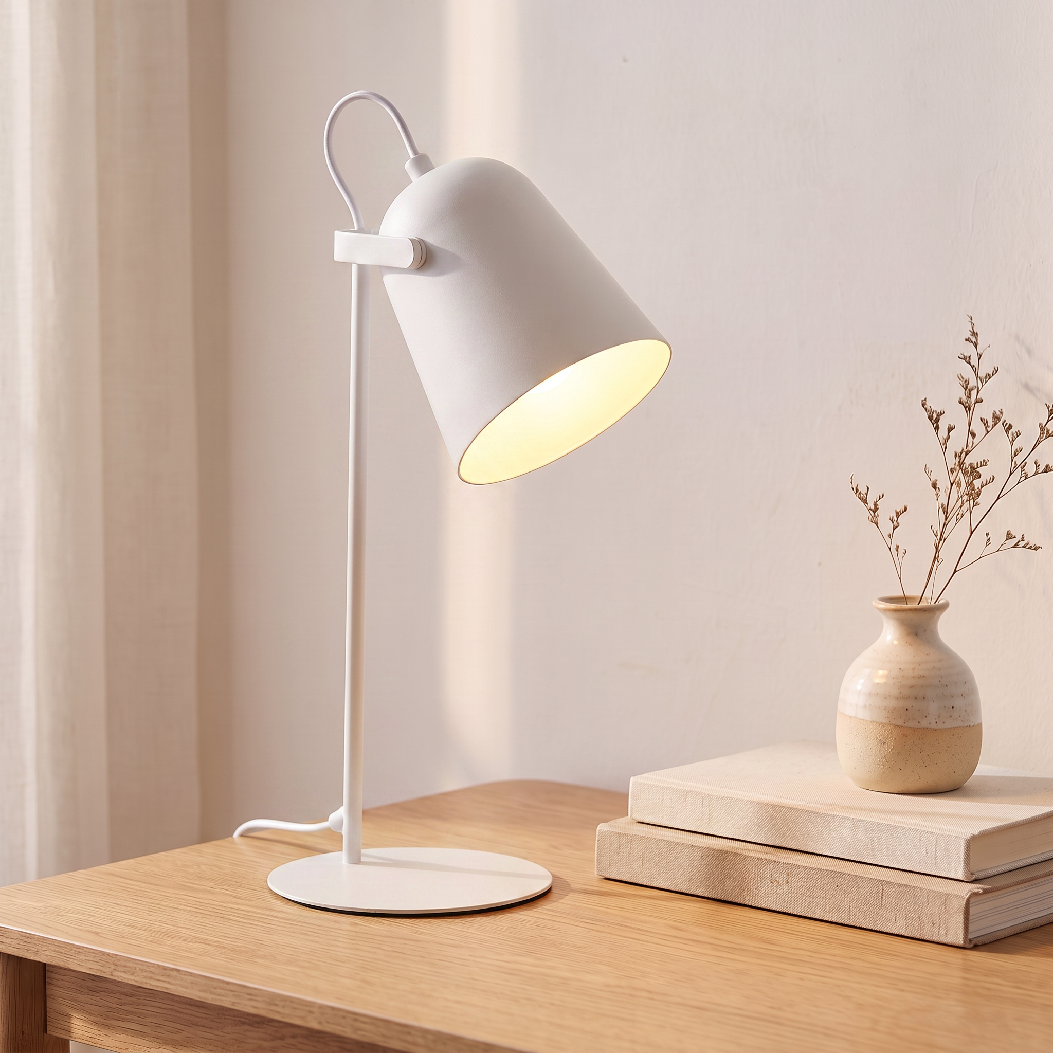 Lampe de bureau LED nordique, blanc, bureau scandinave