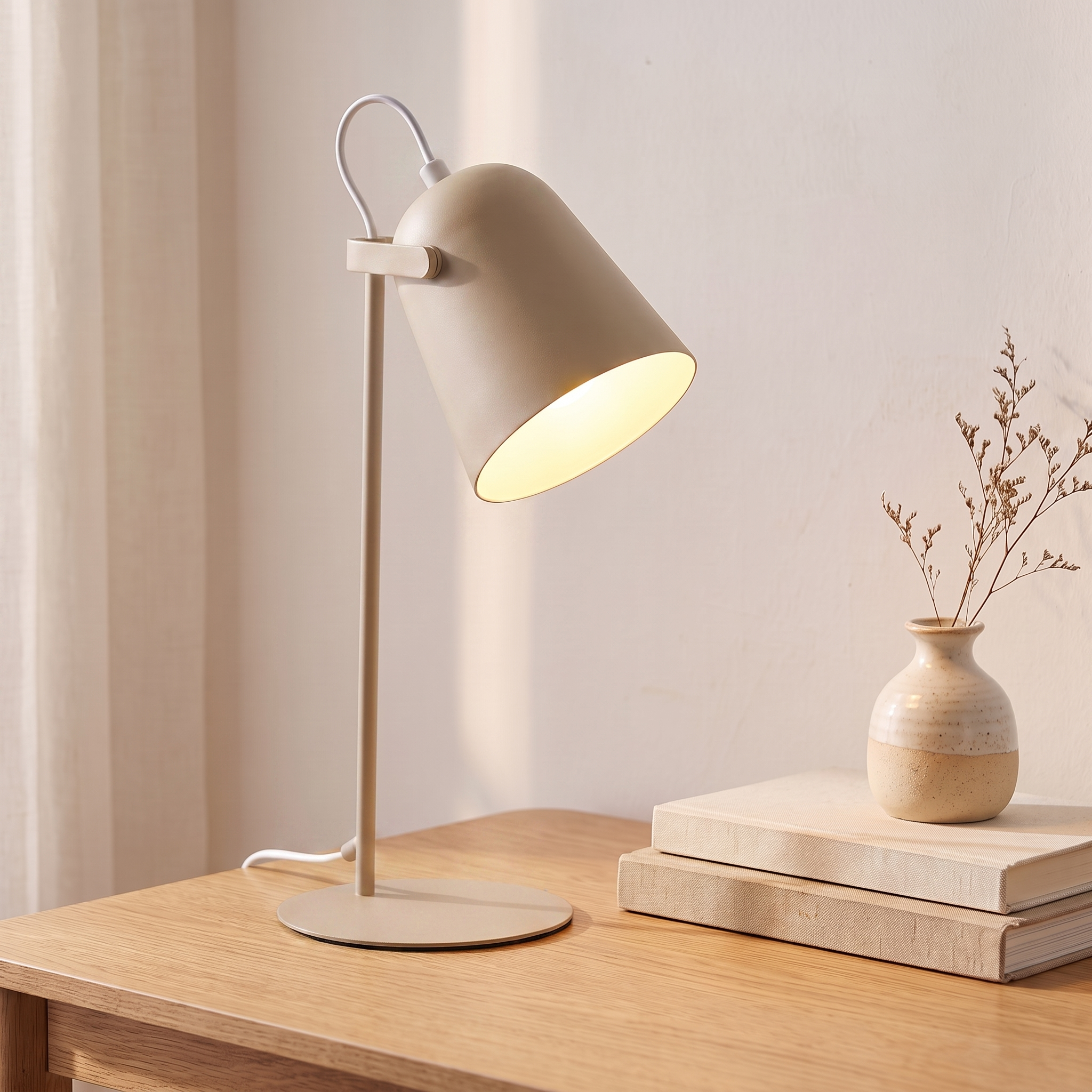 Lampe de bureau LED nordique, gris, bureau scandinave