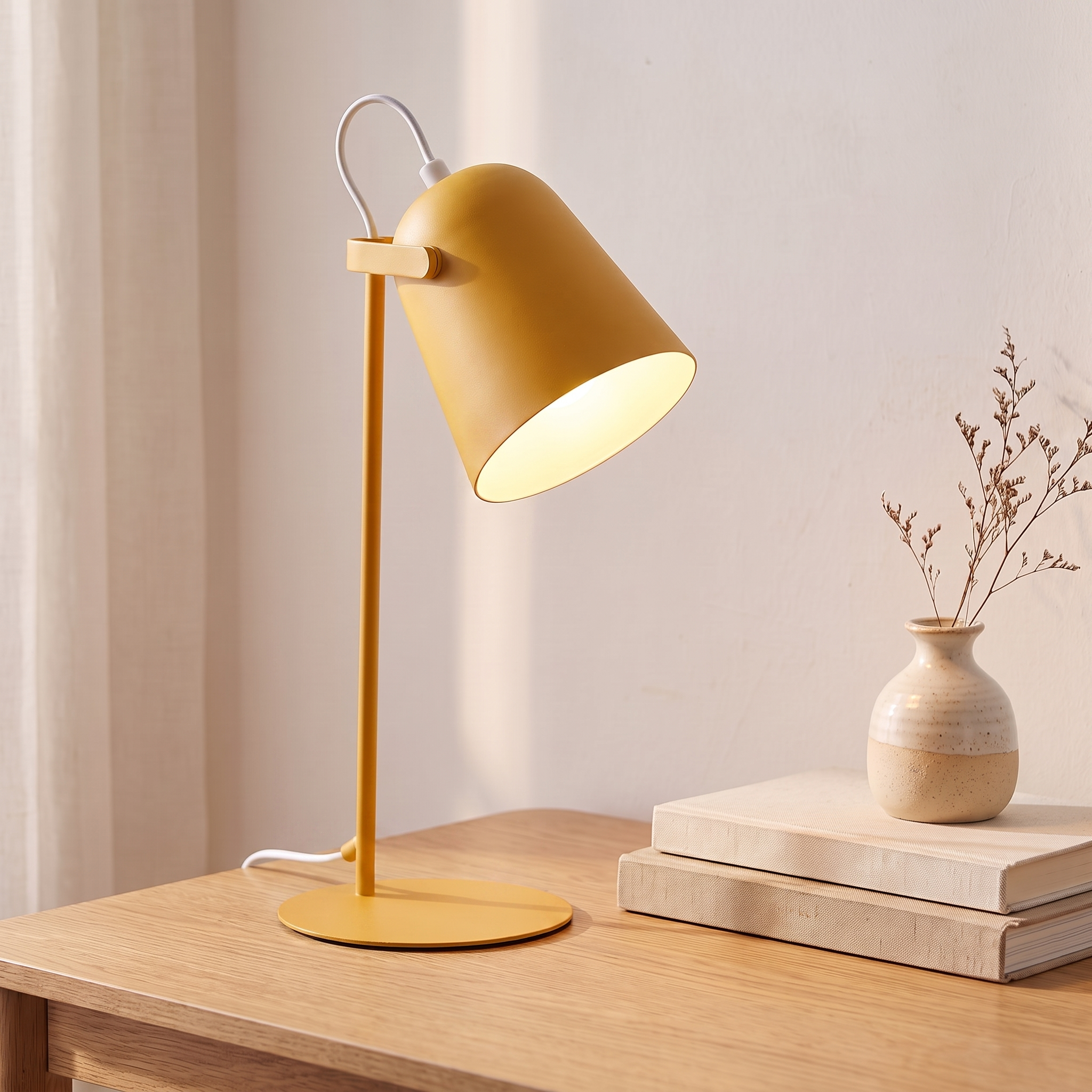 Lampe de bureau LED nordique, jaune, bureau scandinave