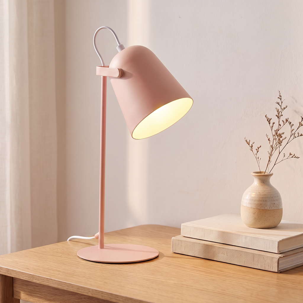Lampe de bureau LED nordique, rose, bureau scandinave