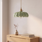 Suspension fleur vintage, coloris vert, entrée scandinave