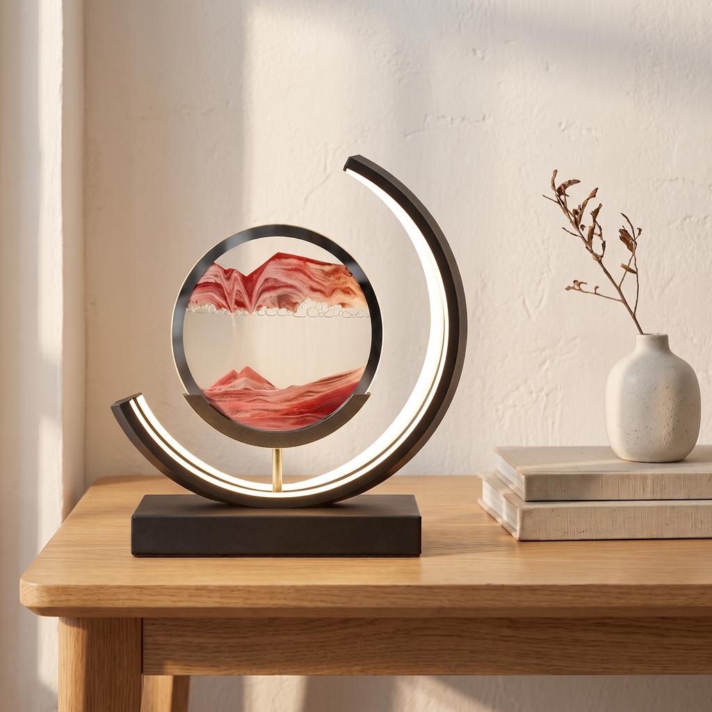 Sandlight, lampe à poser LED à sable mouvant, bureau scandinave