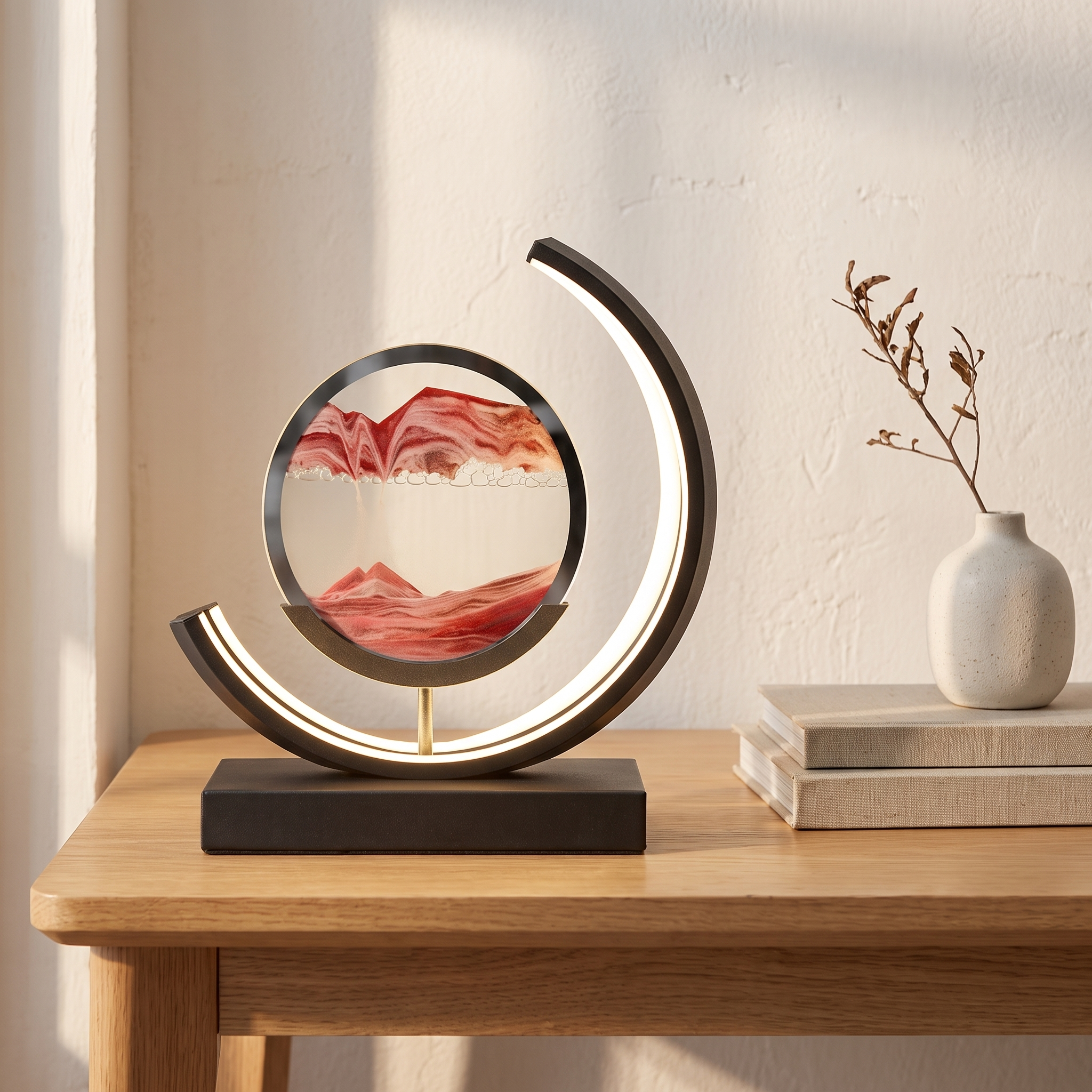 Sandlight, lampe à poser LED à sable mouvant, bureau scandinave