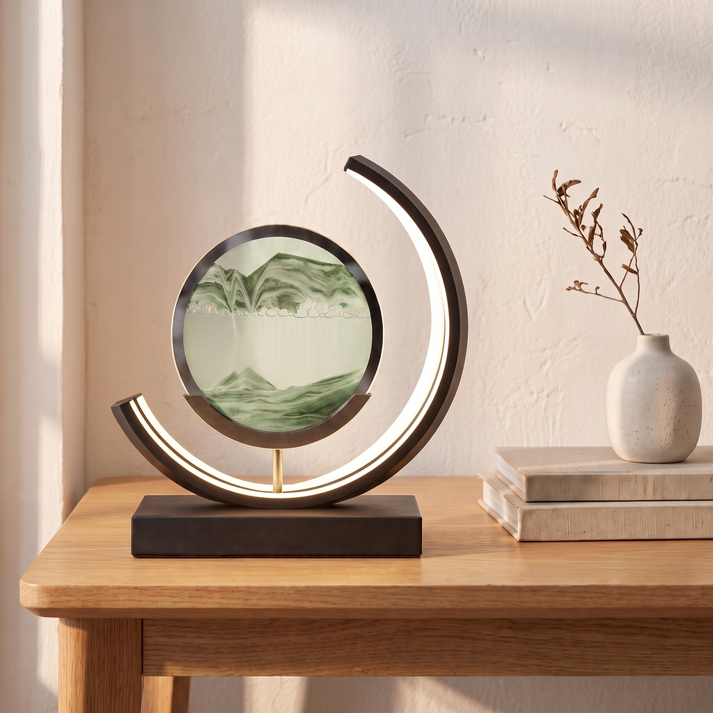 Sandlight, lampe à poser LED, sable vert, bureau scandinave