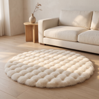 Tapis rond Cloud Comfort moelleux effet bulles, 90 cm, salon scandinave