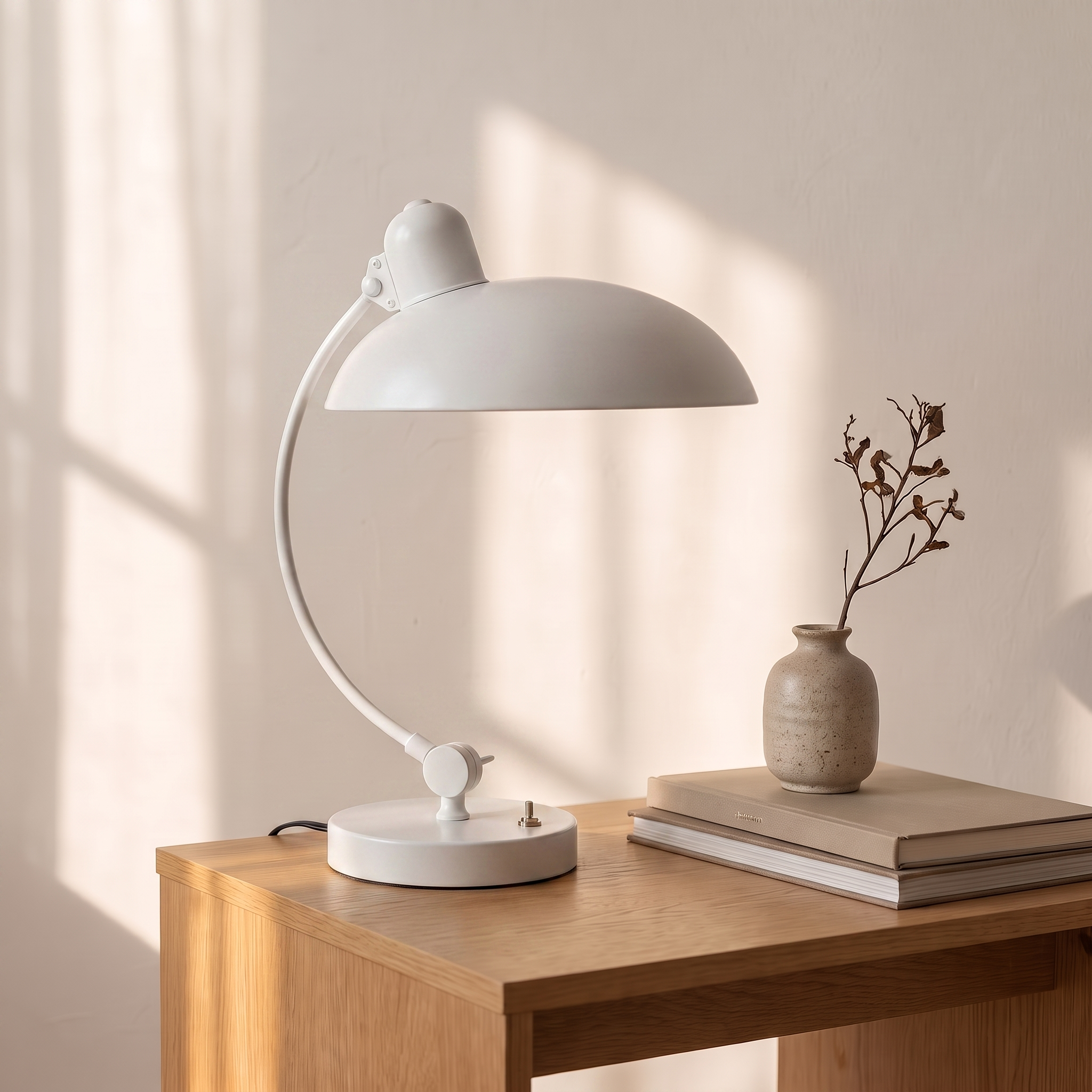 Lampe à poser ScandiArc, coloris blanc, salon scandinave