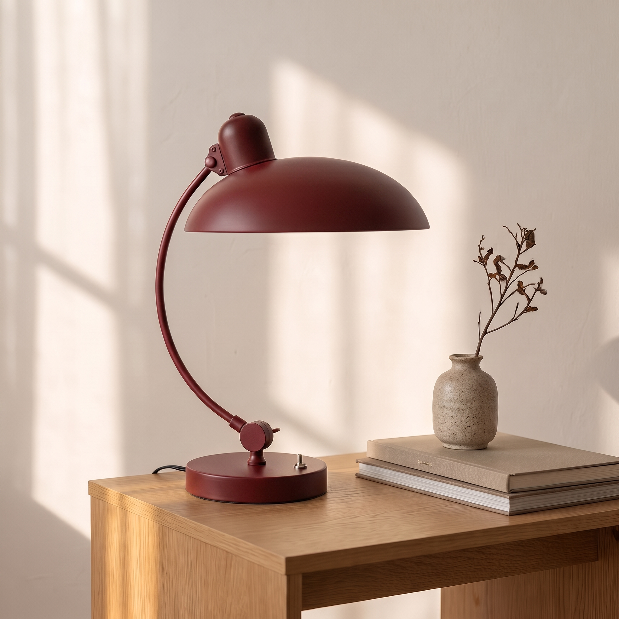 Lampe à poser ScandiArc, coloris rouge, salon scandinave