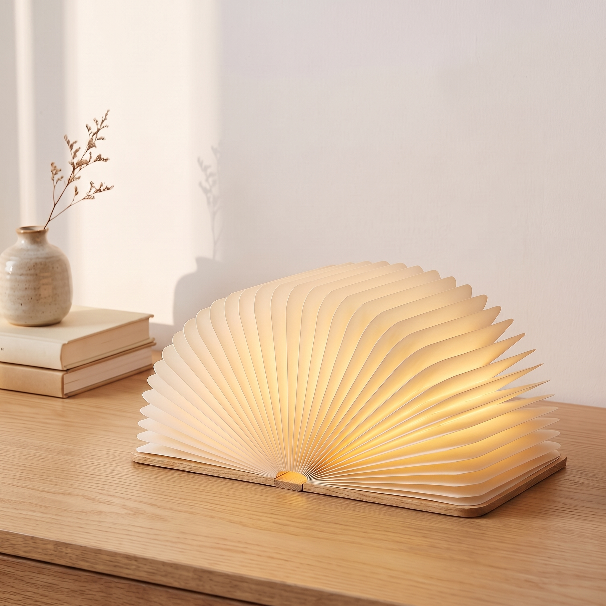 Lumibook, lampe pliable 360°, bois naturel, bureau scandinave