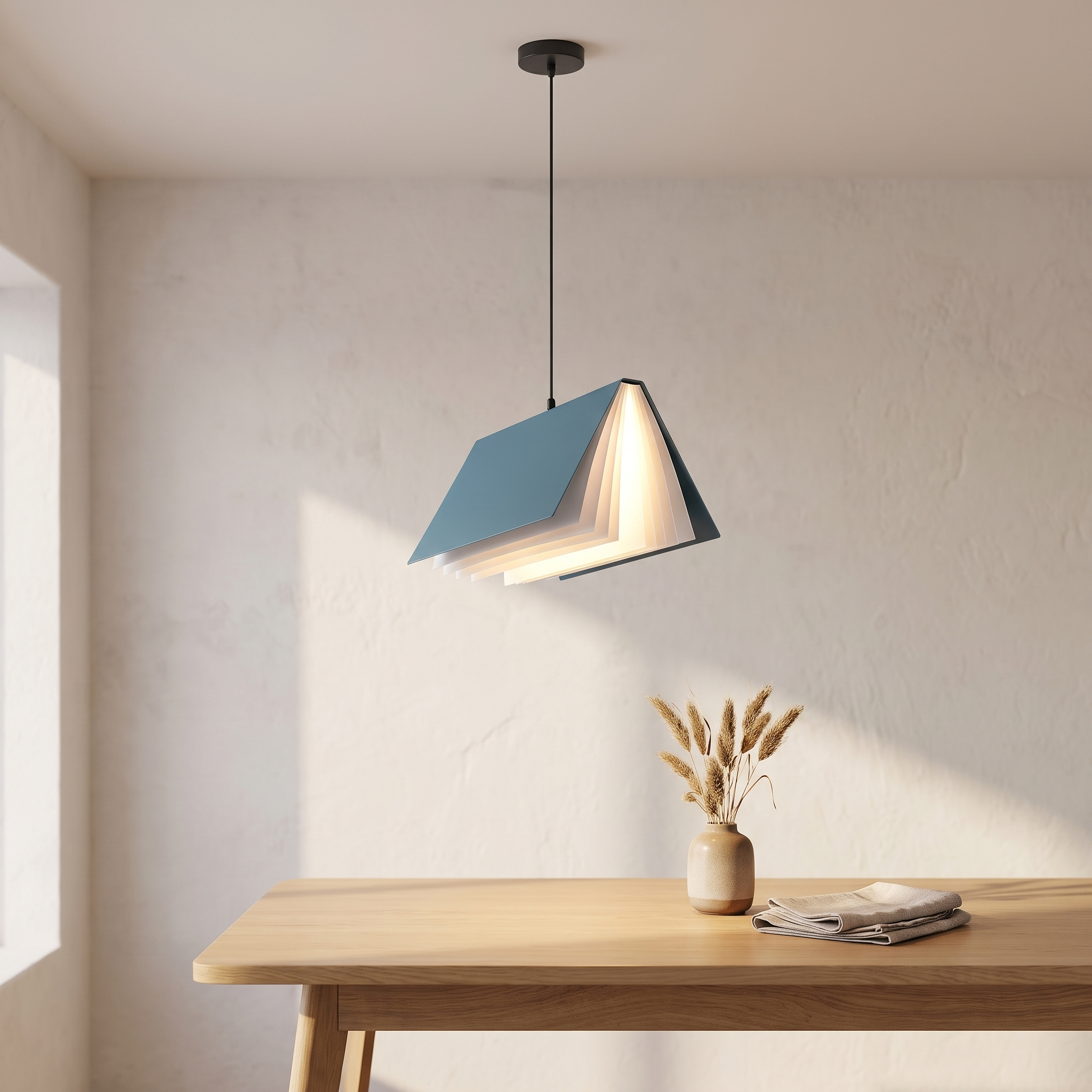 Suspension livre envolé, plafonnier design, salle à manger scandinave