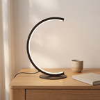 Lampe de bureau LED croissant de lune, USB, bureau scandinave en chêne