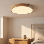 Plafonnier LED nordique en bois, chambre scandinave épurée