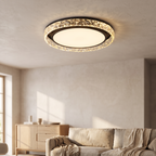 Plafonnier LED anneau de cristal 50 cm, salon scandinave