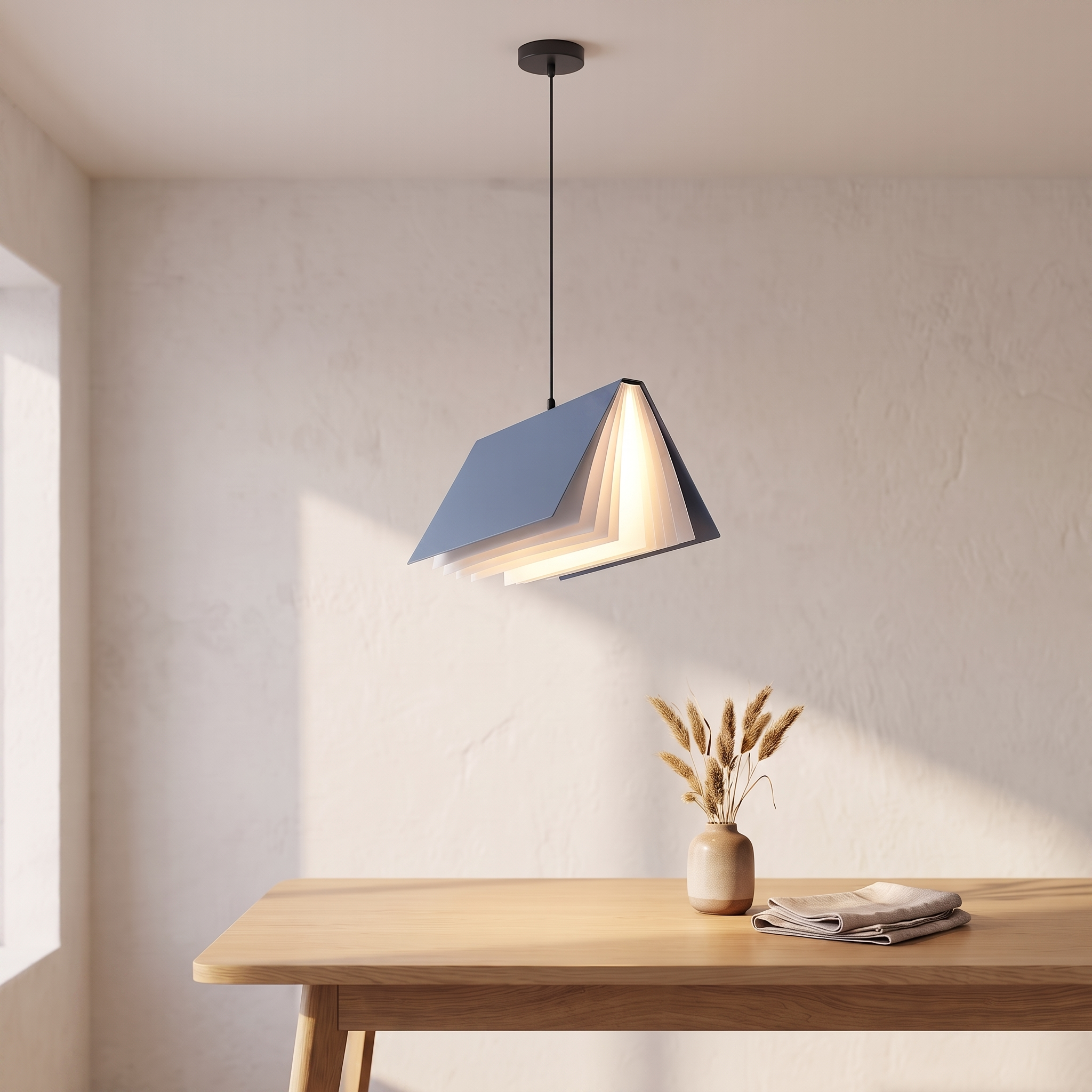 Suspension livre envolé, coloris bleu, salle à manger scandinave