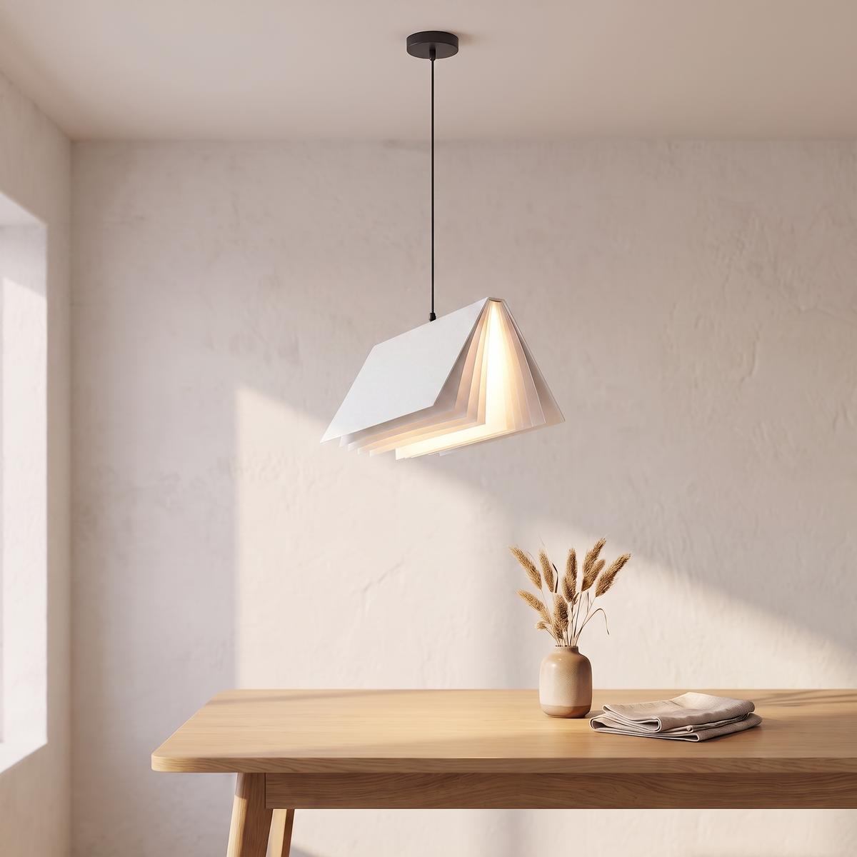 Suspension livre envolé, coloris blanc, salle à manger scandinave