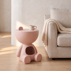 Table d'appoint Ourson, rose, salon scandinave