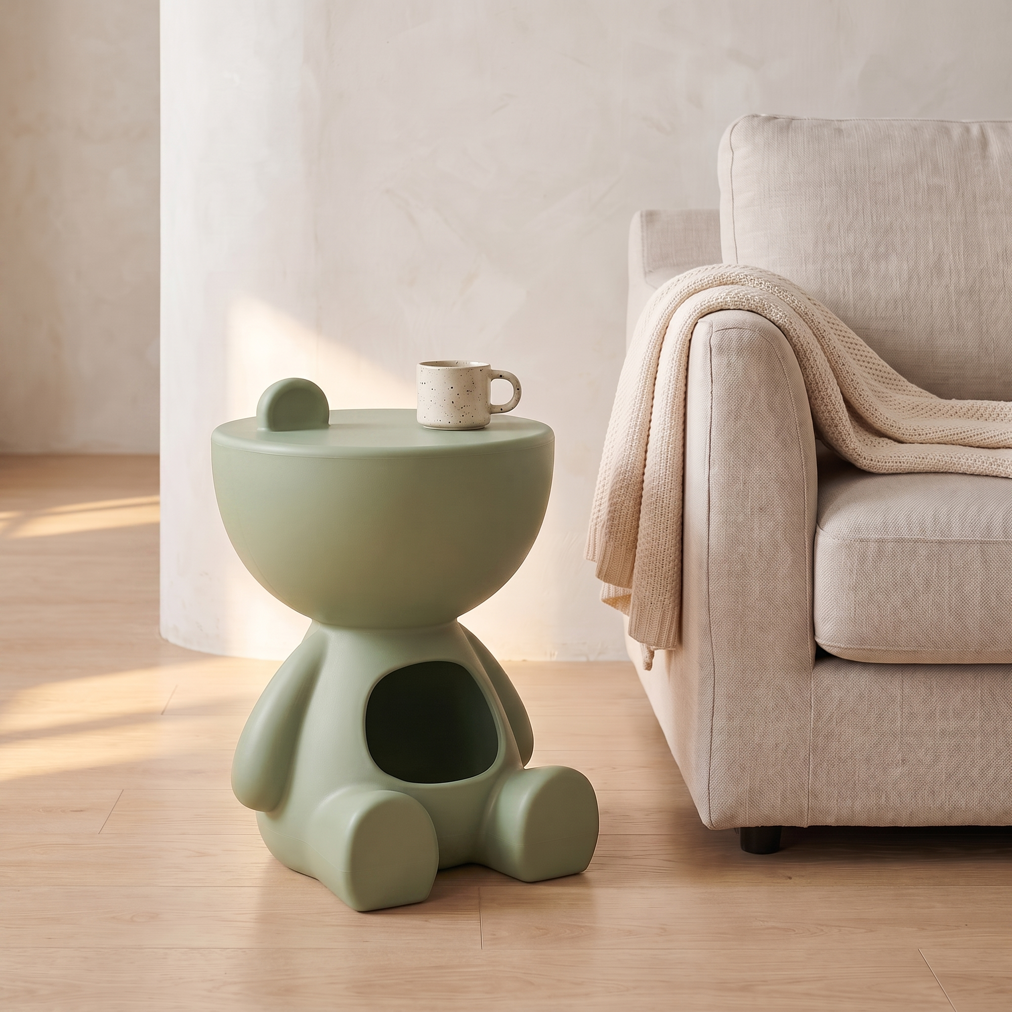 Table d'appoint Ourson, vert, salon scandinave