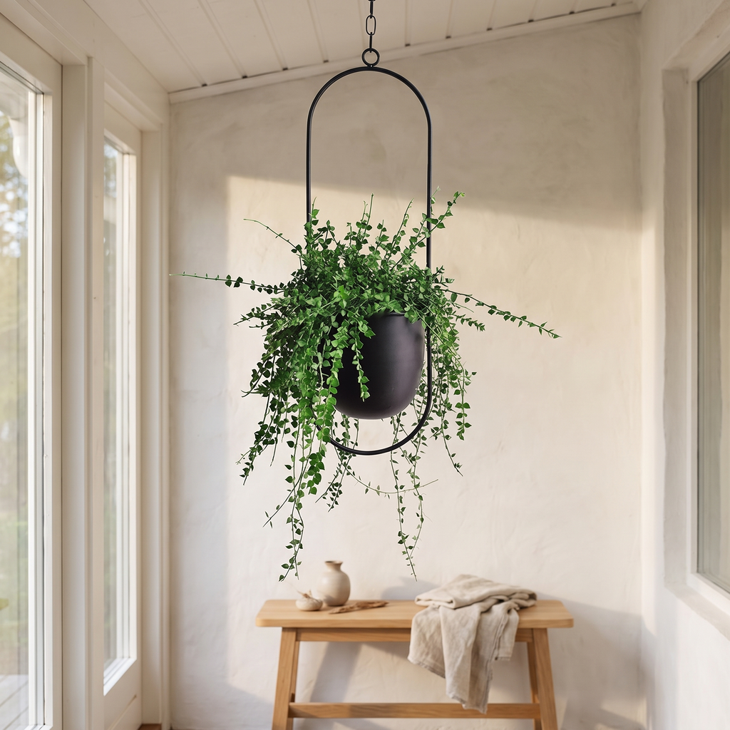 Jardiniere suspendue FloraFrame en fer, veranda lumineuse