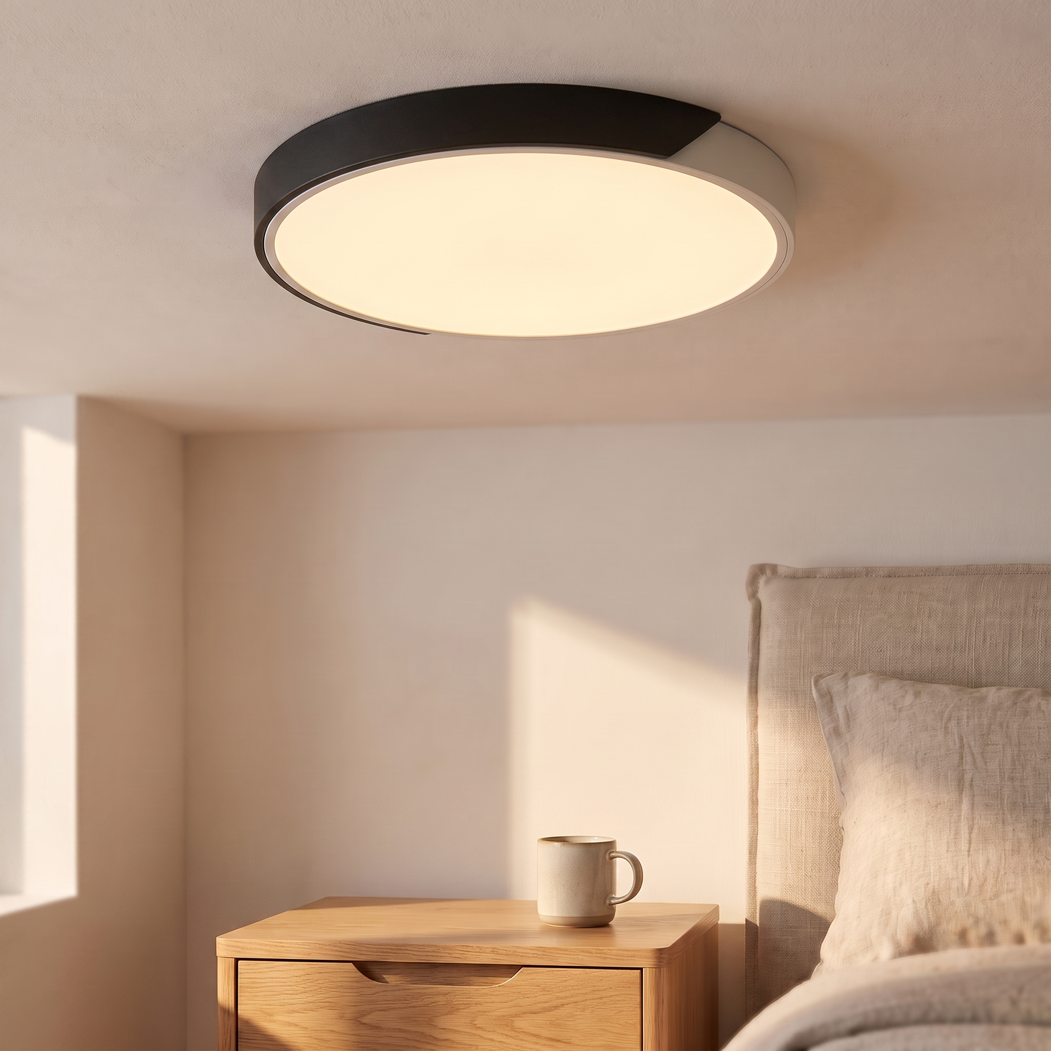 Plafonnier LED nordique en bois, noir, chambre scandinave