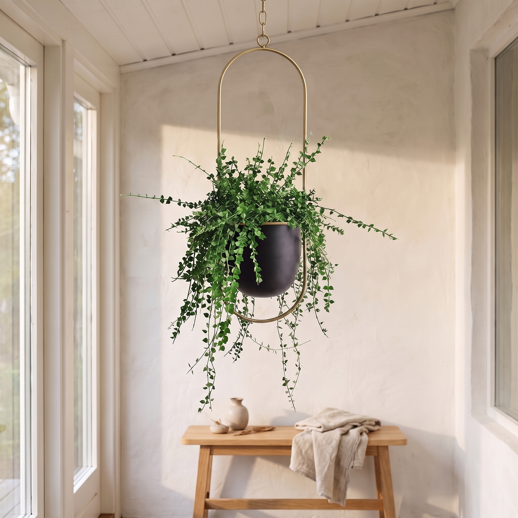 Jardiniere suspendue FloraFrame, dore, veranda lumineuse