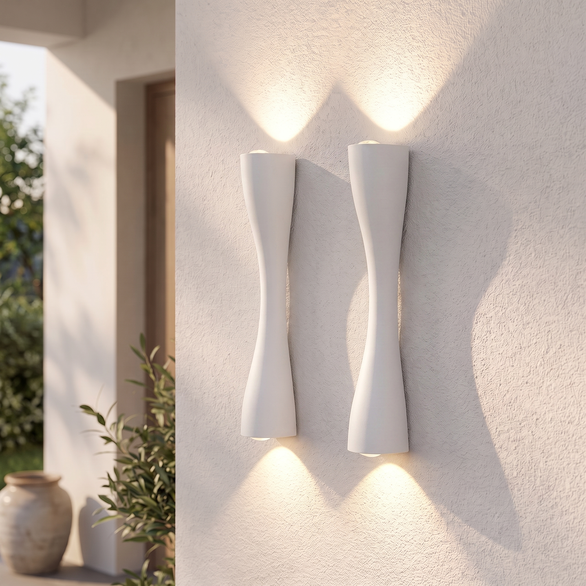 Applique murale IP66 LED haut et bas, blanc, facade exterieure