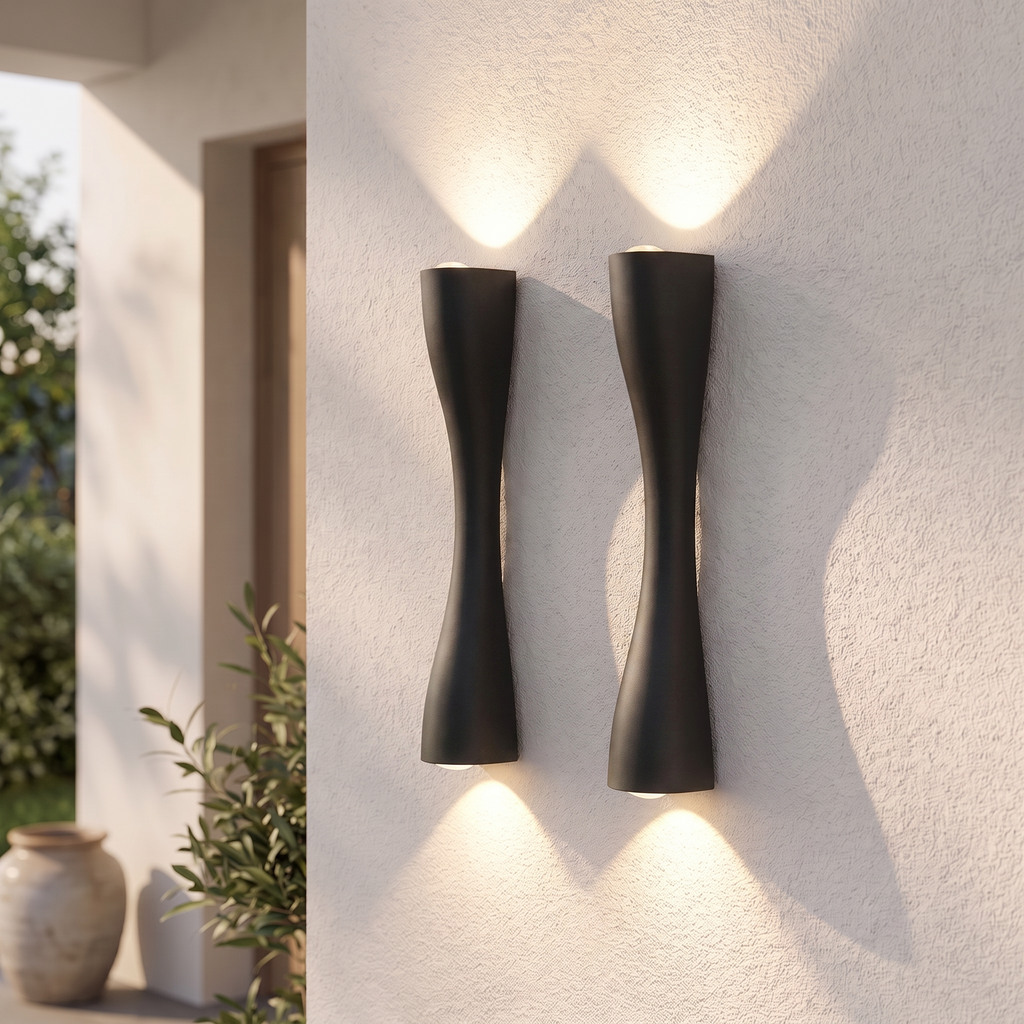 Applique murale IP66 LED haut et bas, noir, facade exterieure