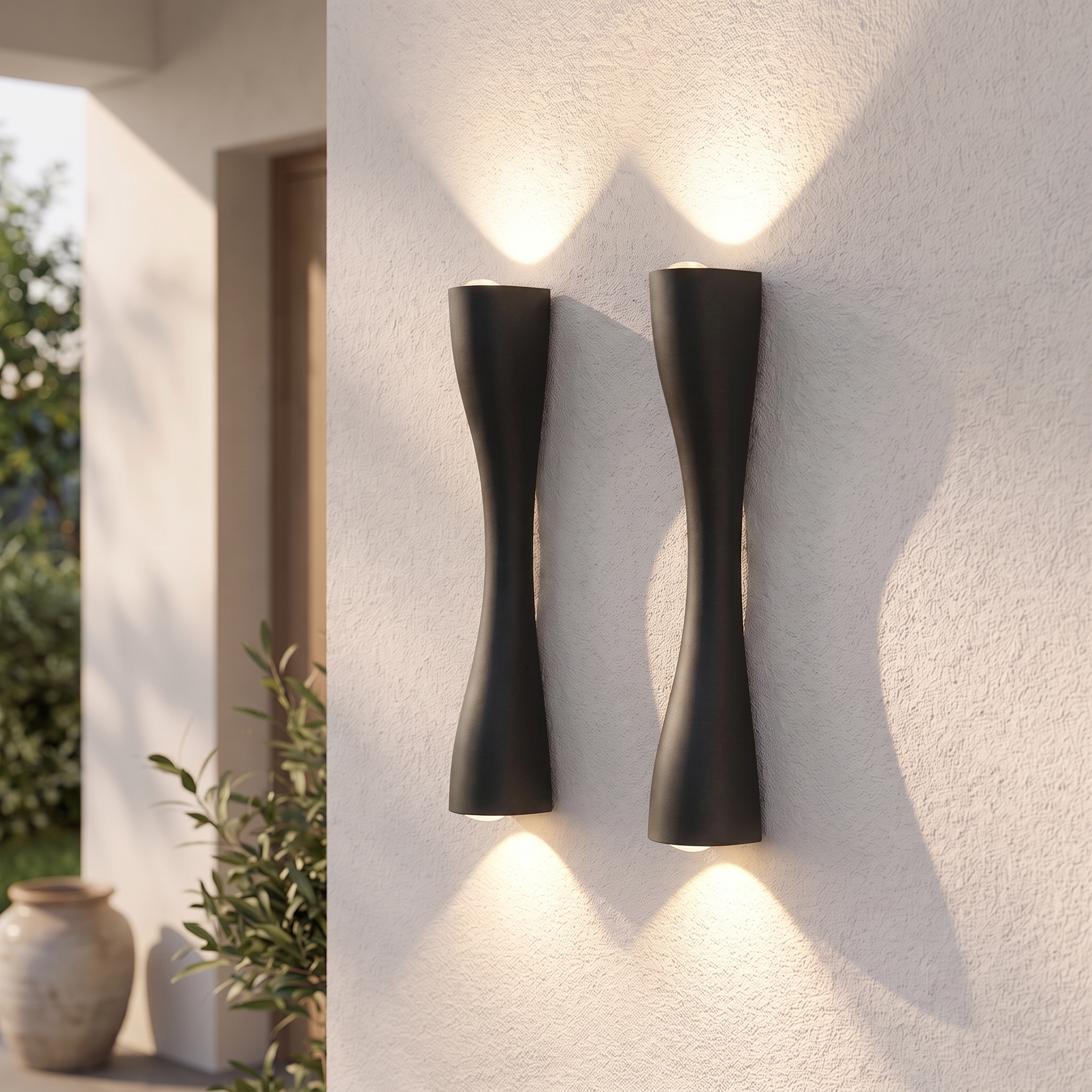 Applique murale IP66 LED haut et bas, noir, facade exterieure