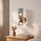 Applique murale nordique en verre, gris fume, chambre scandinave