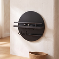Porte-clés mural rond en bois, coloris noir, entrée scandinave