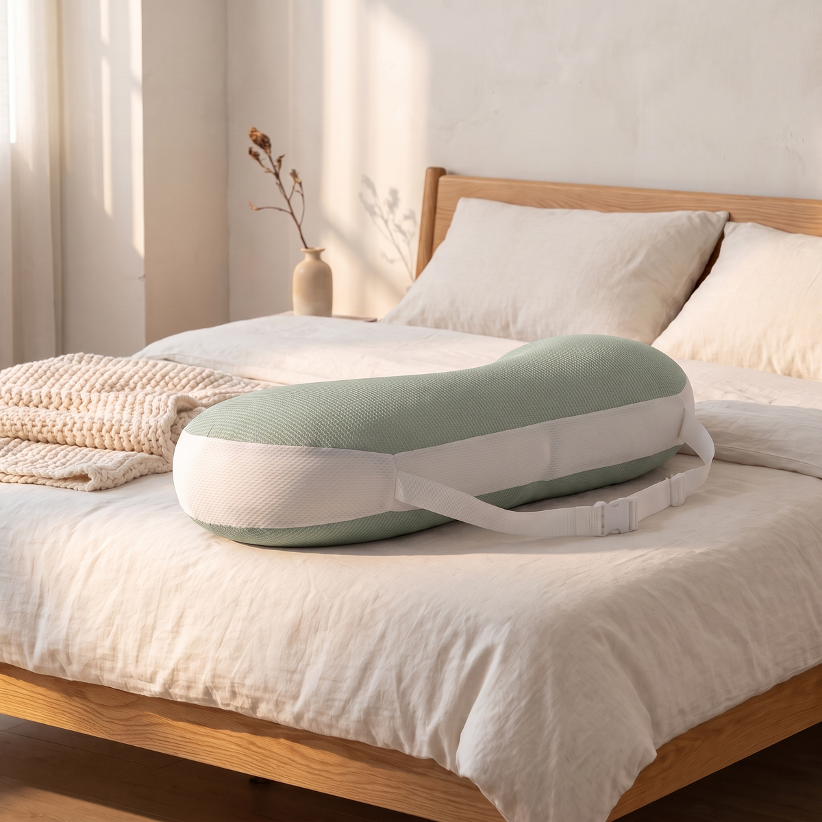 Coussin de maintien réglable vert, 65 × 32 cm
